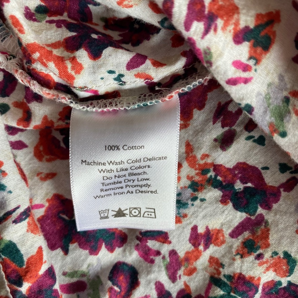 Eddie Bauer Large White Floral Tank Top Cotton Lightweight Spring Summer Buttons - Picture 7 of 10